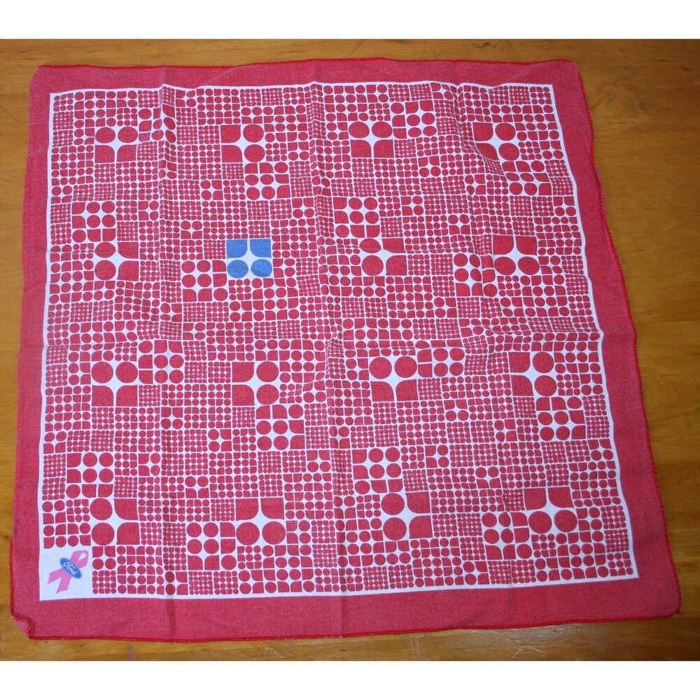 Kate Spade Ford Breast Cancer Awareness Red Polka Dot Geometric Bandana 20"